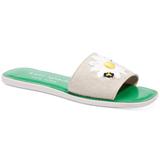 Kate Spade Shoes | Kate Spade Women Slip On Slide Sandals Seraphina Size Us 6.5b Natural Fabric | Color: Cream/Green | Size: 6.5
