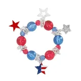 Celebrate Together Americana Beaded Star Charm Stretch Bracelet, Women's, Silver