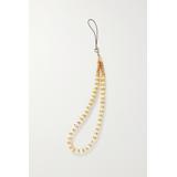 PEARL OCTOPUSS.Y - Gold-plated, Pearl And Crystal Phone Charm - one size