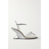Salvatore Ferragamo - Creations Invisible 1947 Metallic Leather And Nylon Wedge Sandals - Neutrals