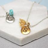 Personalised Initial Birthstone Necklace, Gold/Silver