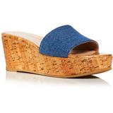 Summer Wedge Platform Slide Sandals - Blue - Stuart Weitzman Heels
