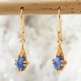 Sapphire Gold Plated Silver Antique Style Drop Earrings, Silver