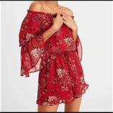 American Eagle Outfitters Pants & Jumpsuits | American Eagle Outfitters Off Shoulder Floral Boho Medium Romper | Color: Red | Size: M