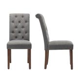 Red Barrel Studio® Furniture Classic Fabric Dining Chair w/ Wooden Legs - Set Of 2 - Gray in Brown/Gray, Size 39.57 H x 17.32 W x 26.97 D in Wayfair