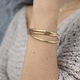 Gold Open Cuff Bracelet, Thick Hammered Filled Bangles, Adjustable Gift For Her, Handmade Jewelry