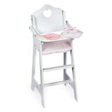 Badger Basket Doll High Chair with Accessories and Free Personalization Kit - White/Pink/Gingham - Fits American Girl My Life As & Most 18 inch Dolls