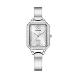 Citizen Eco-Drive Women's Silhouette Crystal Silver Tone Stainless Steel Bangle Watch