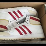 Adidas Shoes | Adidas Originals Top Ten High T Basketball Shoes White Red Leather Size 10.5 Nib | Color: White | Size: Various