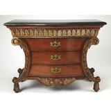 eRug Outlet Traditional Style Carved Chest w/ Fossil Stone Top in Black, Size 32.0 H x 48.0 W x 20.0 D in | Wayfair 383192