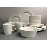 Red Vanilla Rain Drop 16 Piece Dinner Set Porcelain/Ceramic in White | Wayfair RW100-016