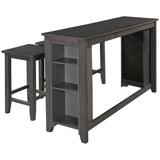 Red Barrel Studio® Dining Table w/ 3 Stools & Storage Shelves Wood in Brown/Gray, Size 36.0 H in | Wayfair 844B067DCF4E48C7825CEC9F36EBC78F