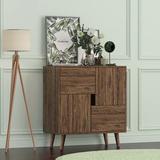 Corrigan Studio® 31.1" Tall 4-Door Accent Cabinet Wood in Brown, Size 31.1 H x 29.92 W x 15.75 D in | Wayfair A452E95493DE4181AE65B2BB30162217