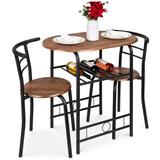Latitude Run® 3-Piece Wooden Table & Chairs Dining Set W/Lower Storage Shelf in Black/Brown, Size 29.5 H in | Wayfair