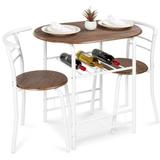 Latitude Run® 3-Piece Wooden Table & Chairs Dining Set W/Lower Storage Shelf in White/Brown, Size 29.5 H in | Wayfair