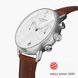 Pioneer - White Dial - Silver | 42mm Brown Leather Watch Strap
