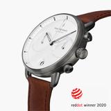 Pioneer - White Dial - Gun Metal | 42mm Brown Leather Watch Strap