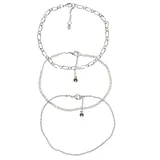 Sonoma Goods For Life Silver Tone Chain Anklet Set of 3, Women's