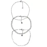 Sonoma Goods For Life Silver Tone Link Chain Anklet Set of 3, Women's