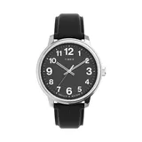 Timex Easy Reader Men's Bold Leather Strap Watch - TW2V21400JT, Size: Large, Black