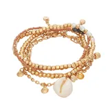Sonoma Goods For Life Worn Gold Tone Stretch & Chain Shell Charm Bracelet Set of 5, Women's, Multicolor
