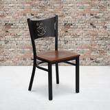Flash Furniture Hercules Coffee Back Metal Restaurant Chair Metal in Black/Brown/Gray, Size 33.25 H x 17.25 W x 17.25 D in | Wayfair