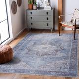 Pays 8'10" x 12' Traditional Washable Updated Traditional Cotton Silver/Royal Denim/Slate/Dark Gray/Multi Brown/Sky Blue/Antrasit/Gray Washable Area Rug - Hauteloom