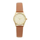 Folio Women's Gold Tone Brown Strap 3 Hand Easy Read Watch, Size: Small