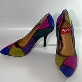 Nine West Shoes | Nine West Leather Color Block High Heels Shoes Size 6 Boogie Down | Color: Green/Purple | Size: 6