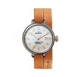 Big Birdy Mother-of-Pearl & Stainless Steel Leather Strap Watch