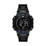 Skechers Men's Ruhland 45 Millimeter Sport Digital Chronograph Watch With Plastic Strap And Case, Black And Blue