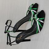 Kate Spade Shoes | Kate Spade Florence Strappy Heeled Evening Sandals Black White And Green | Color: Black/Green | Size: 10