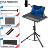 IMMORTAL Projector Stand Laptop Tripod Stand Adjustable Height Tilt W/Gooseneck Phone Holder in Black, Size 50.0 H x 15.0 W in | Wayfair