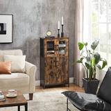 17 Stories VASAGLE Pantry Cabinet, Storage Cabinet w/ Door & Adjustable Shelf, For Living Room Kitchen, Industrial Style Wood in Black/Brown Wayfair