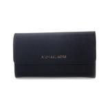 Michael Kors Women's Wallets BLACK - Black Leather Trifold Wallet