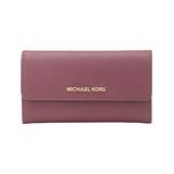 Michael Kors Wallets MERLOT - Merlot Jet Set Travel Large Trifold Leather Wallet