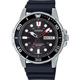 Casio Mtp-s110-1av, Men's Watch, Black Resin, Black Dial, Date, Solar