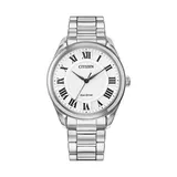 Citizen Women's Classic Arezzo Silver-Tone Stainless Steel Bracelet Watch, White
