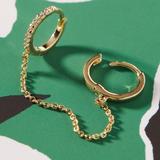 Anthropologie Jewelry | Nwt Louisa Huggie Hoop Chain Earbcuff | Color: Gold | Size: Os