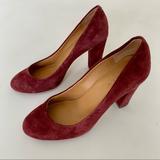 J. Crew Shoes | J. Crew Burgundy Red Suede Round Toe Pumps Size 6.5 | Color: Pink/Red | Size: 6.5