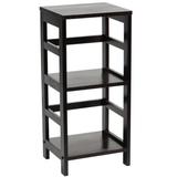 PJ Wood 3 Tier Cabinet Ladder Shelf Bookcase w/ Wide Storage Shelves, Multifunctional Storage Rack - Espresso Wood in Black | Wayfair