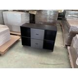 Latitude Run® Garavani 2 Drawer Wooden Horizontal Filing Cabinet w/ 4 Open Storage Shelves, Black Oak Dark Gray Wood in Brown/Gray/White | Wayfair
