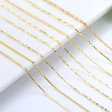 Genuine 14k Gold Color Necklace For Women Water Wave Chain Snake Bone/starry/Cross Chain 18 inches