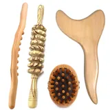 4Pcs Wooden Massager for Body Slimming Roller Gua Sha Scraping Wood Therapy Anti Cellulite Massage