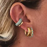New Fashion CZ Crystal Small Hoops Ear Cuff Set for Women Girls Trendy Gold Huggie Earrings Earcuff