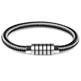 NEW Punk Black and white Metal Weaving Bracelet Magnetic Buckle Simple Style Fashion Bangle For Men