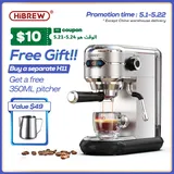 HiBREW Coffee Maker Cafetera 19 Bar Inox Semi Automatic Super Slim ESE POD& Powder Espresso