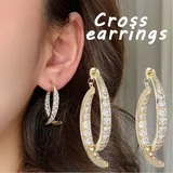 Cross Curved Earrings Ear Hoop 2022 Trend For Women Zircon Ear Cuffs Girls Gold/Silver Color