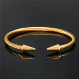 Trendy Round Open Cuff Rivet Bangle Bracelets For Women Hip Hop Gold Color Titanium Steel Bangle