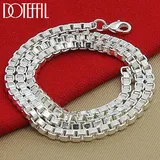 DOTEFFIL 925 Sterling Silver 4mm 18 inches Box Chain Necklace For Men Women Wedding Engagement